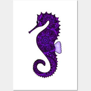 Seahorse (purple) Posters and Art
